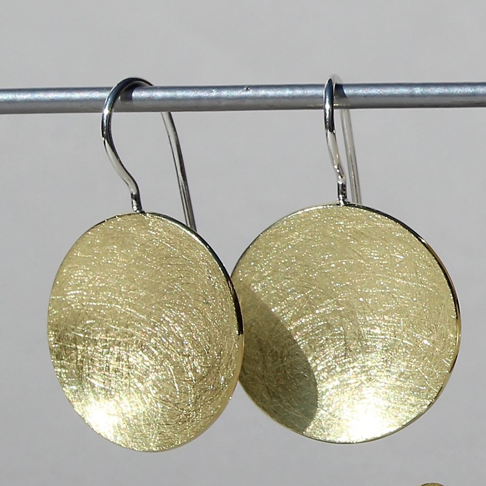 Drop Silver Circle Gold Plate Earrings