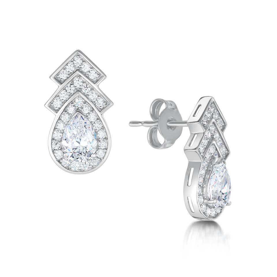 Pave Halo Drop Earring