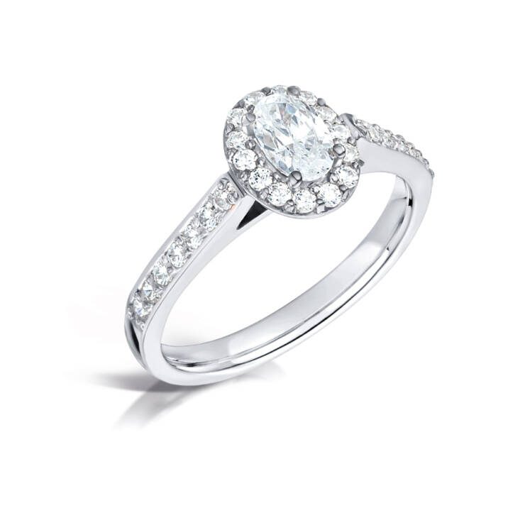 Oval Halo with Pave Shoulders
