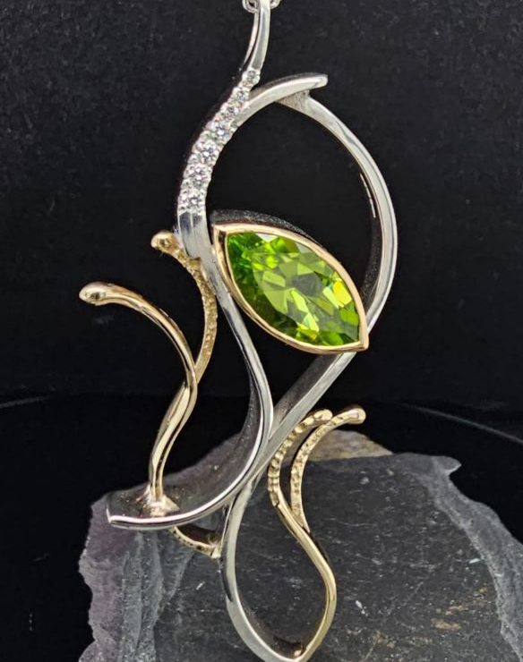 Handmade Peridot Diamond Pendant