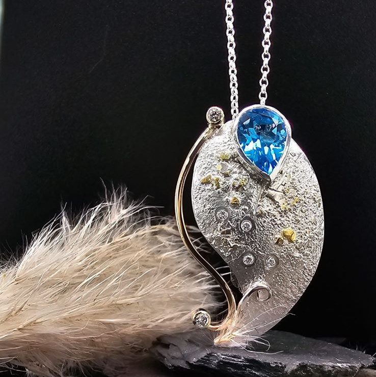 Handmade Topaz2 Diamond Pendant