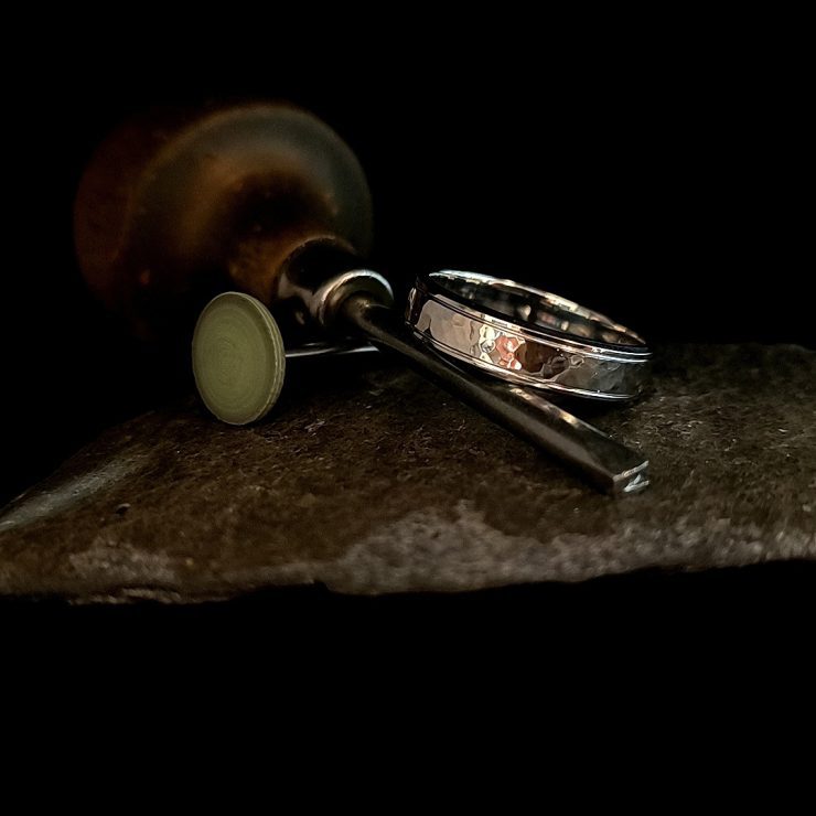 2026 Gents Wedding Ring Hammer Polish Centre and Rims